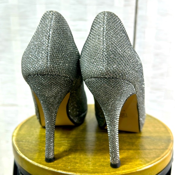 Caparros Silver Platform Peep Toe Spike Heels - Picture 6 of 9